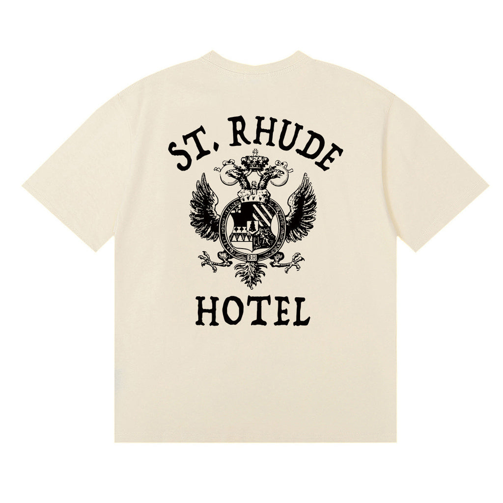 Rhude T-shirts Totem Simple Printing Cotton Casual Short Sleeve Men and Women