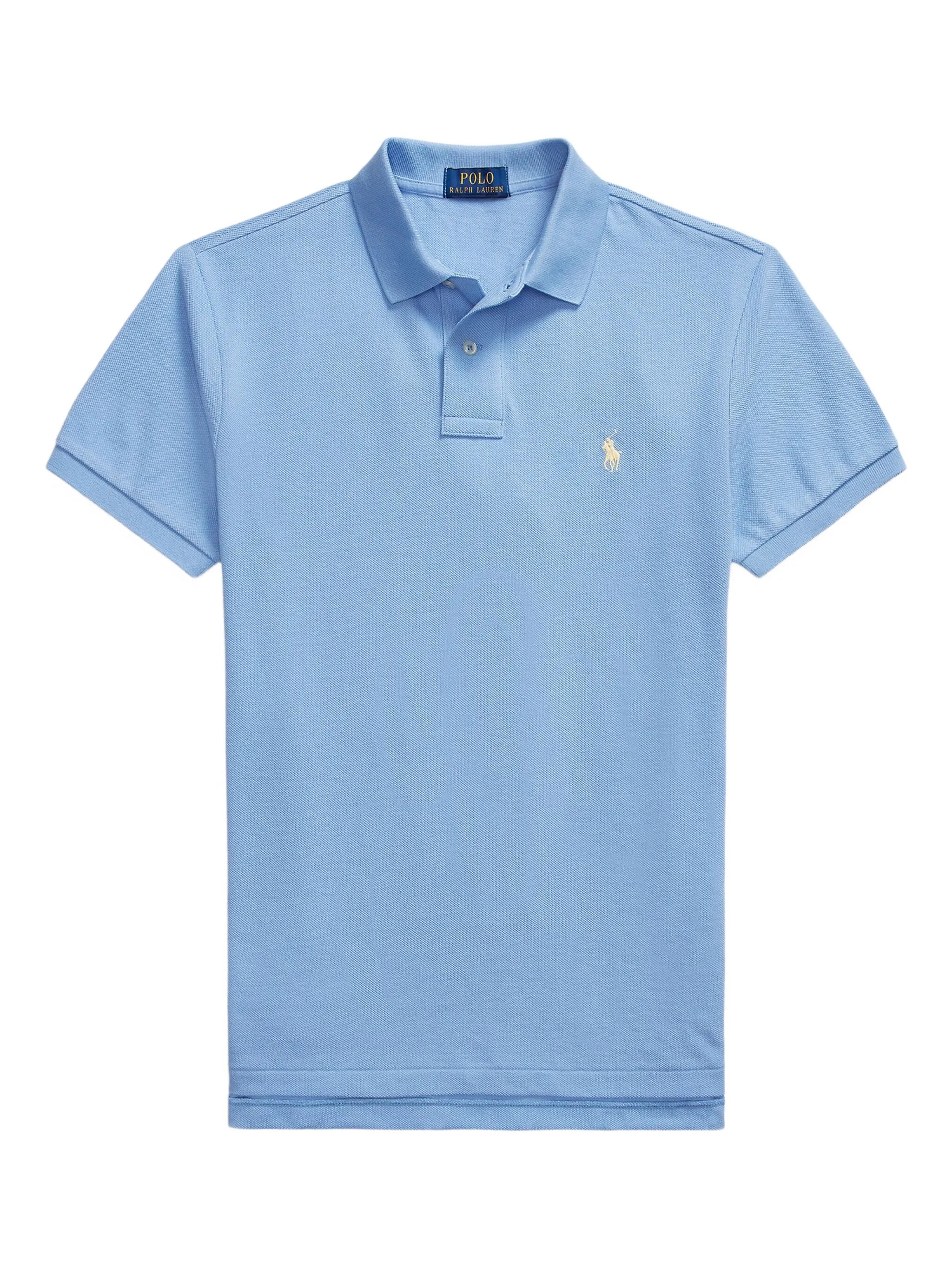RALPH LAUREN Slim Fit Mesh Polo Shirt Bristol Blue