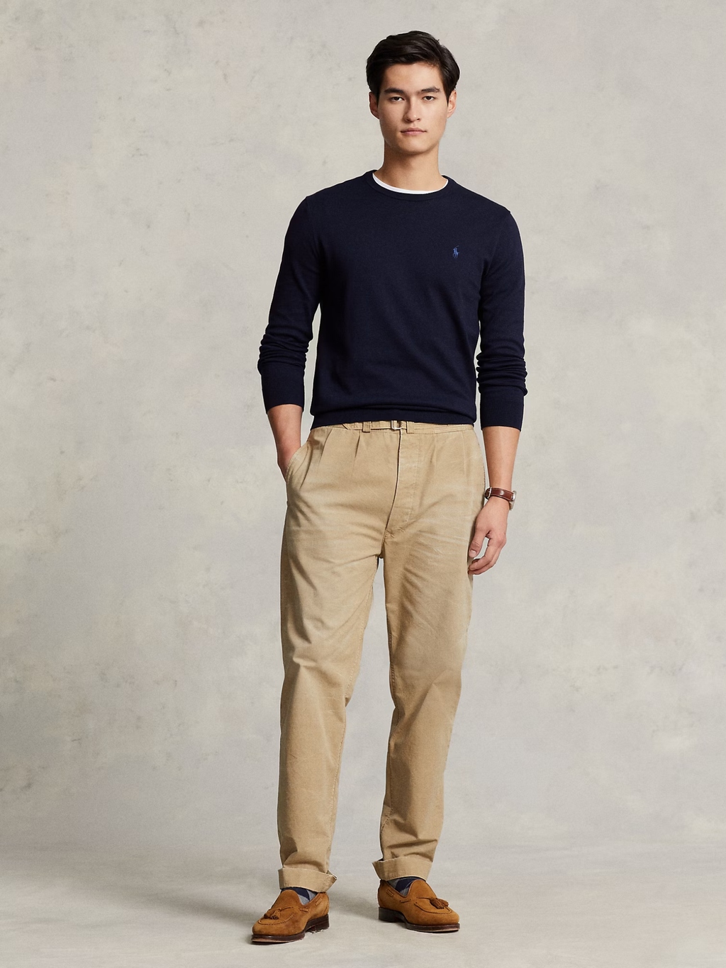 RALPH LAUREN Slim Fit Cotton Jumper Hunter Navy