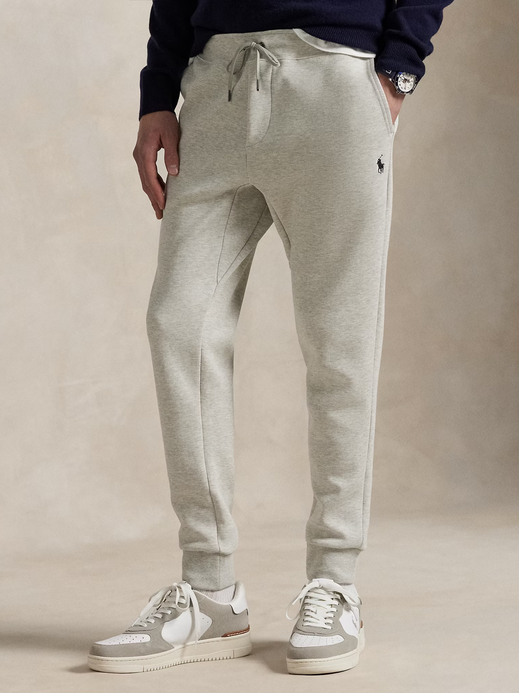 RALPH LAUREN Double-Knit Jogging Bottoms Light Sport Heather