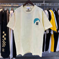 Rhude T-shirts Blue Sunset Print Cotton Casual Short Sleeve Men and Women