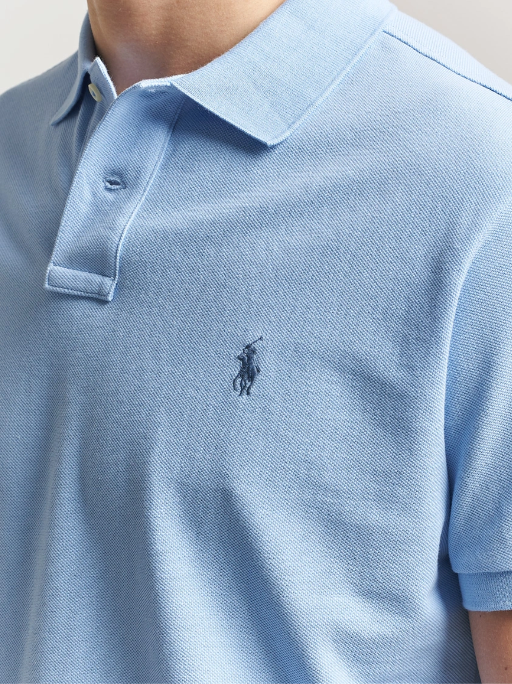 RALPH LAUREN Custom Slim Fit Mesh Polo Shirt Austin Blue