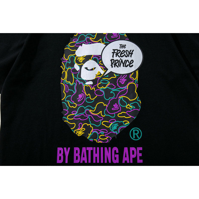 Bathing Ape T-Shirt Summer Printing Colorful Graffiti Short Sleeve T-shirt Men and Women