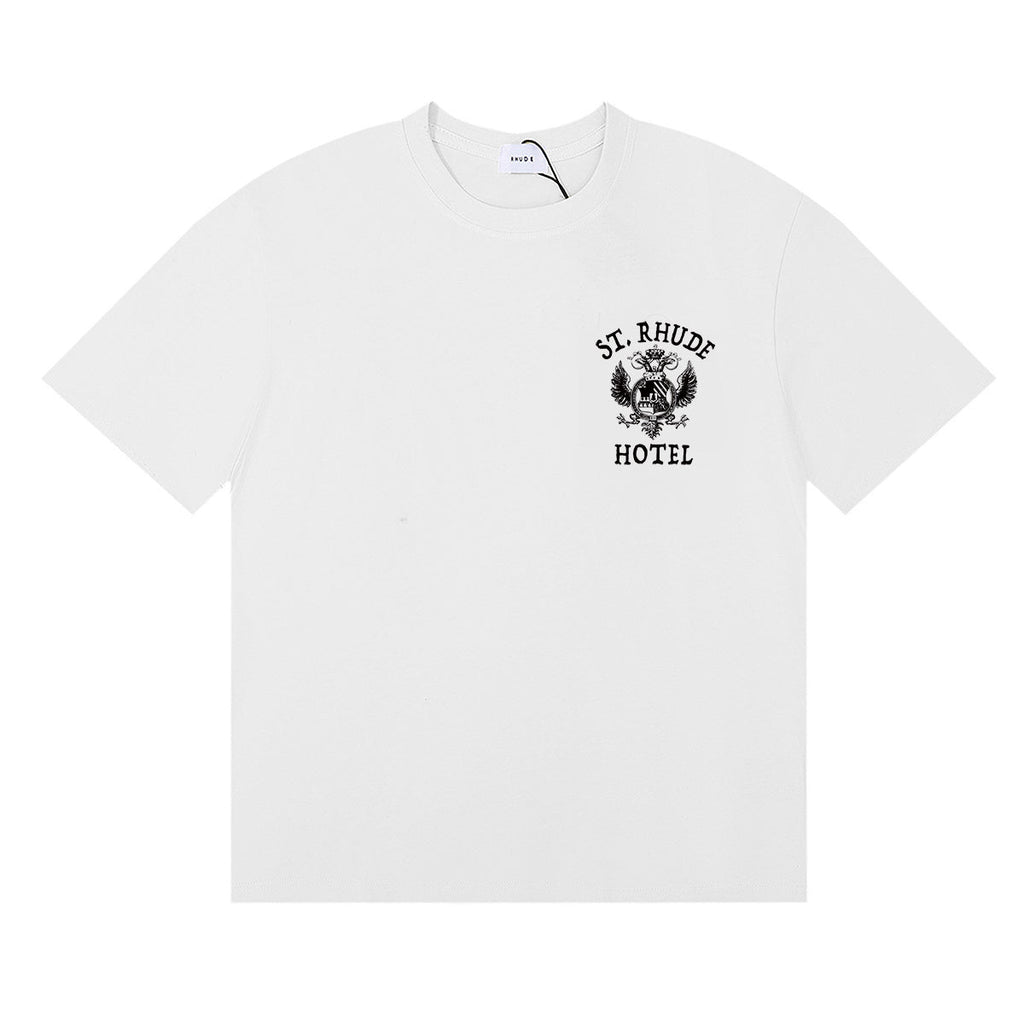 Rhude T-shirts Totem Simple Printing Cotton Casual Short Sleeve Men and Women
