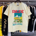 Rhude T-shirts Castle Coconut Windowsill Scenic Cotton Casual Loose Short Sleeve Men and Women