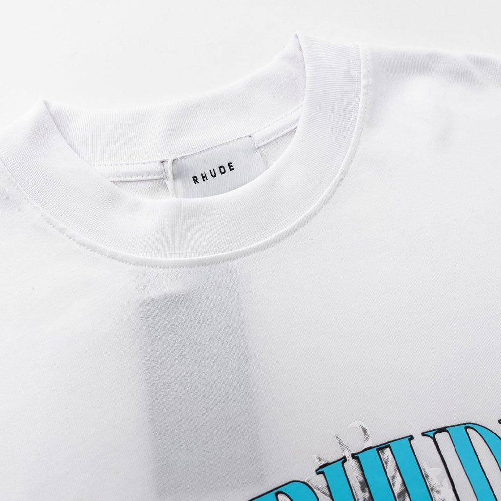 Rhude T-shirt Micro Label Flower Letter Print Pattern Short Sleeve T-shirt