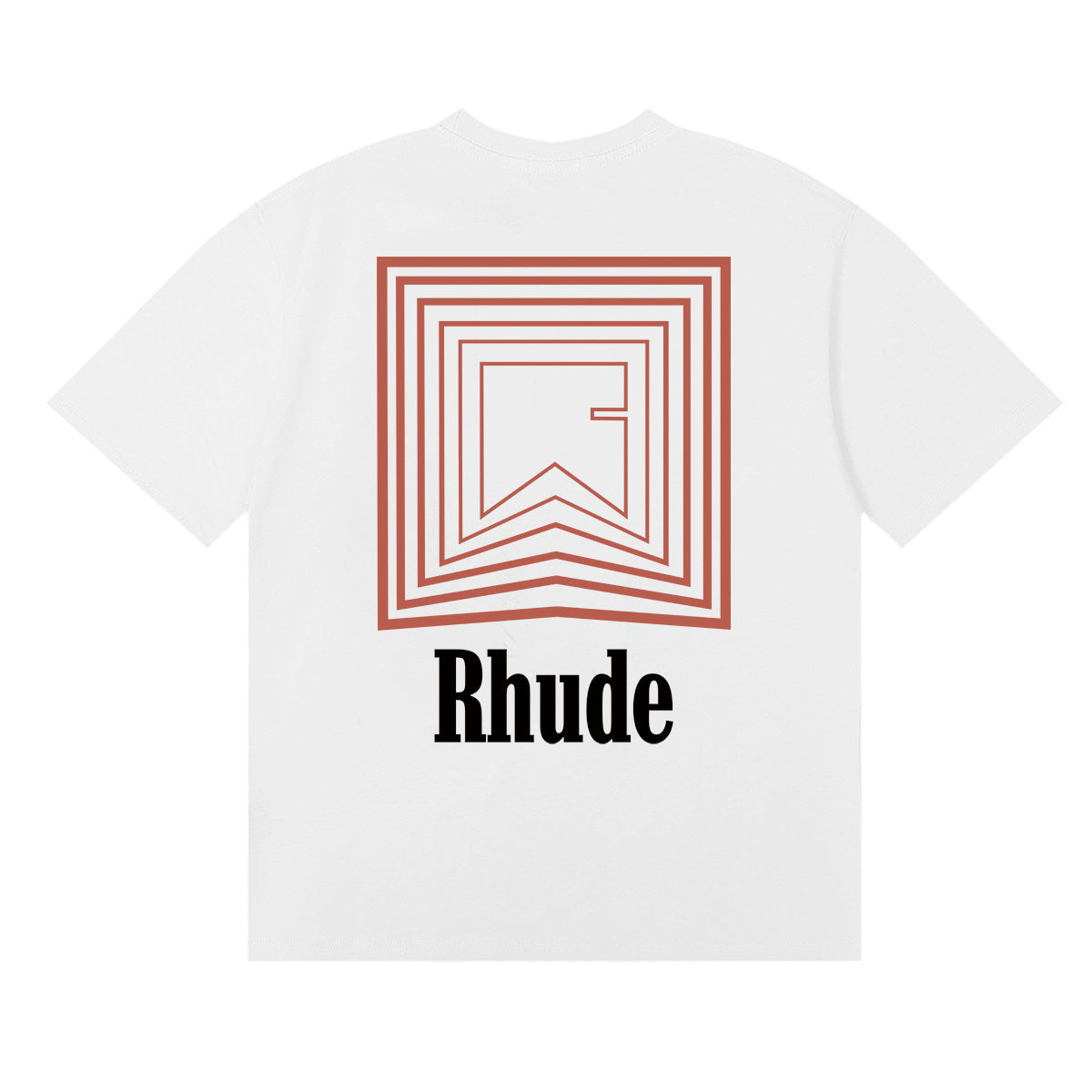 Rhude T-shirts Chevron Red Printed Cotton Casual Short Sleeve Men and Women