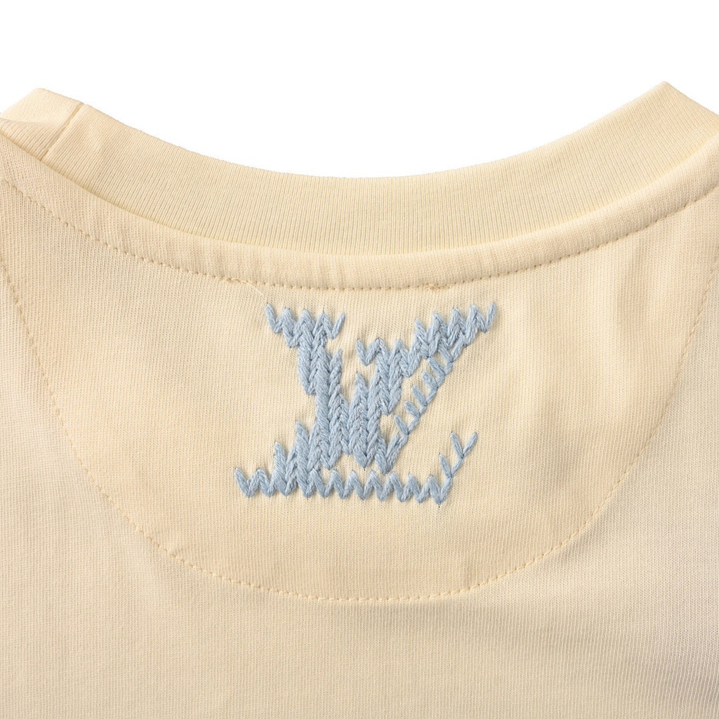 Louis Vuitton Blue Short-Sleeve T-Shirt with Knitted Embroidery