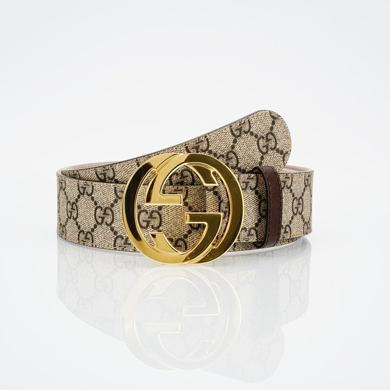 Gucci Reversible Leather Belt with Gold Buckle