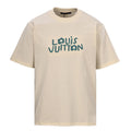 Louis Vuitton Short-Sleeve T-Shirt with Small Blue Floral Embroidered Lettering