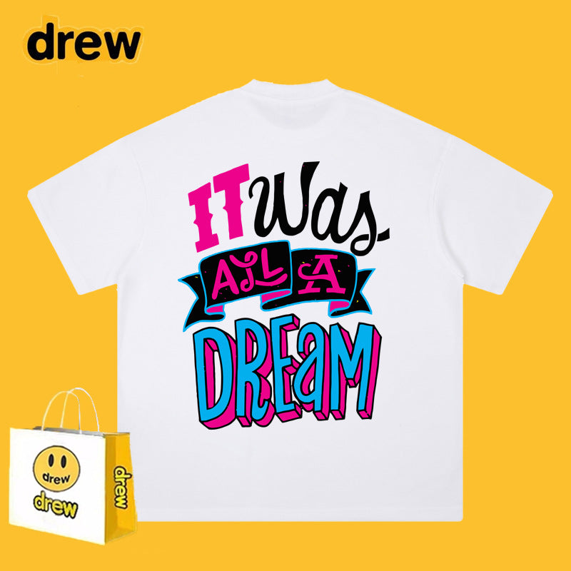 Drew T-shirts Smiley Face Printing Couple High Street
