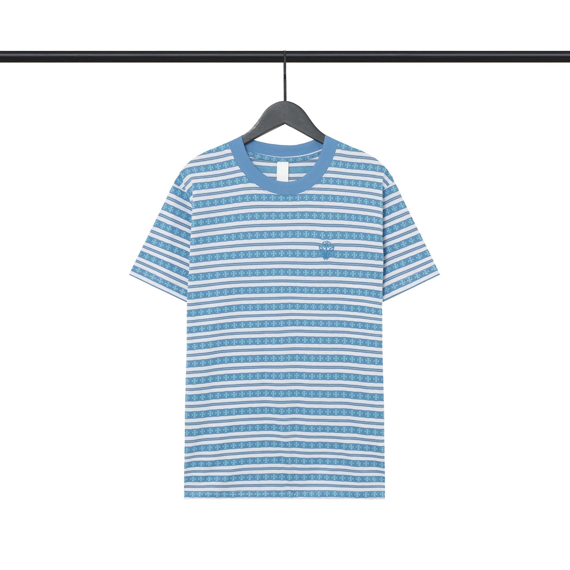 Chrome Heart T Shirts Poison Home Stripe Jacquard Embroidery Short Sleeve Couple T-Shirt