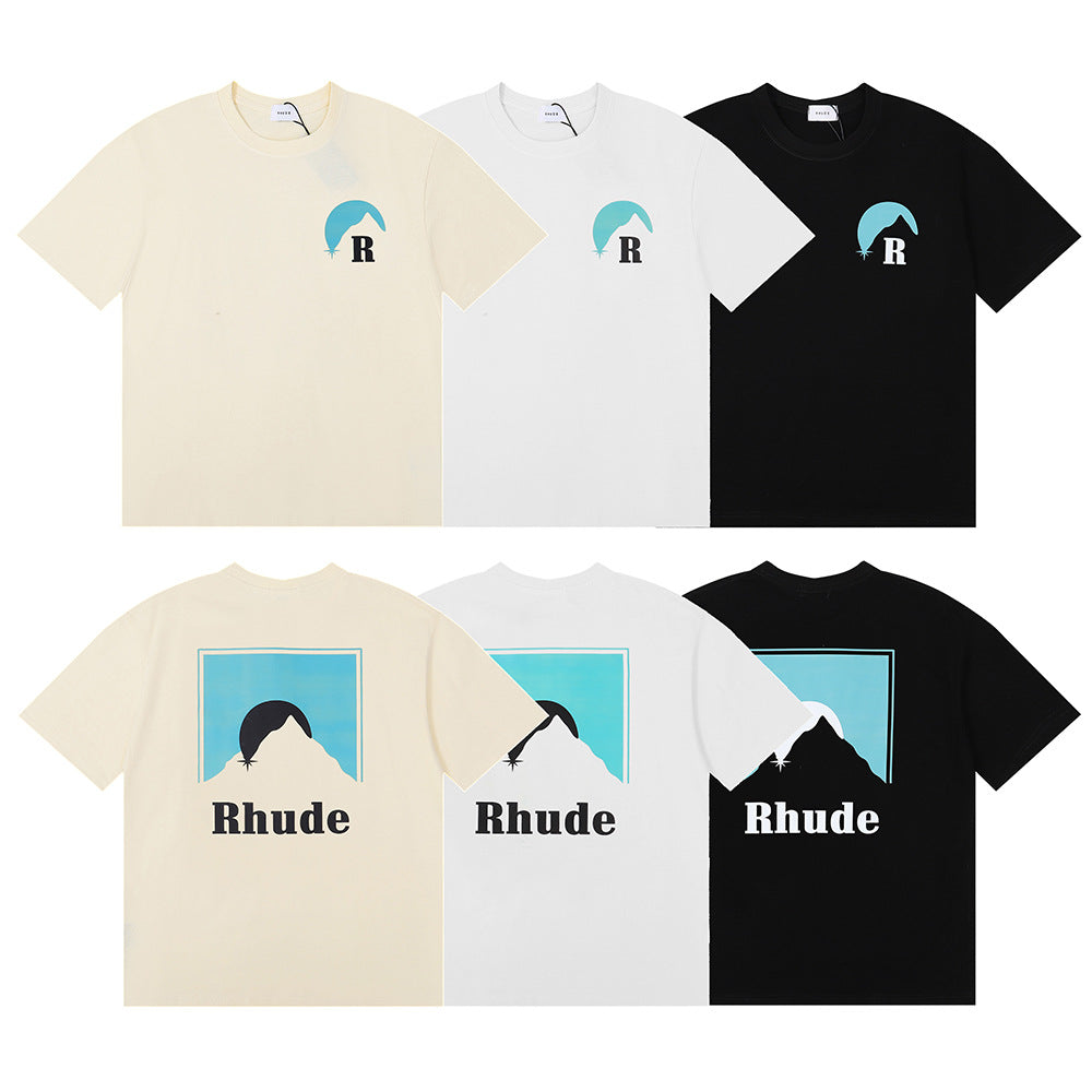 Rhude T-shirt Sunset Classic Alphabet Print Short Sleeve T-shirt
