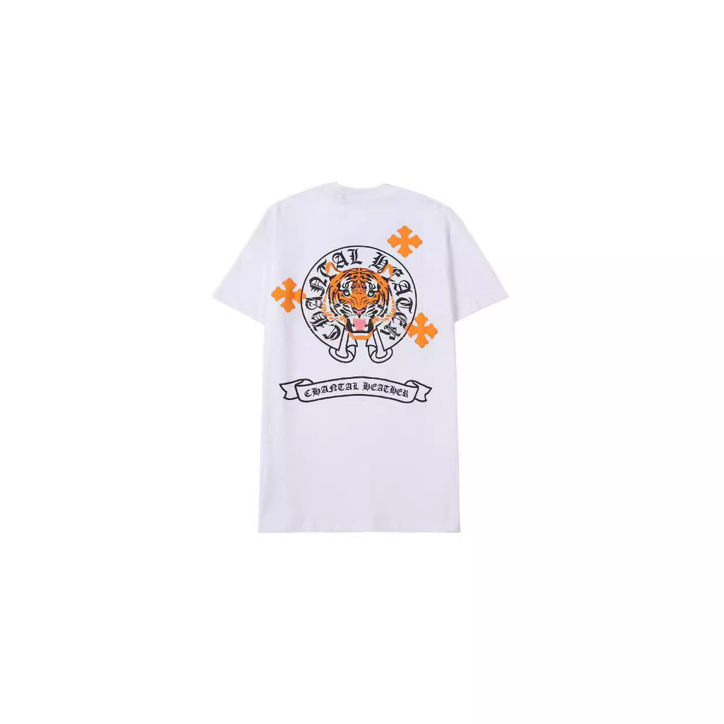 Chrome Heart T Shirts Color Scroll Tiger Head Pattern Short Sleeve T-Shirt