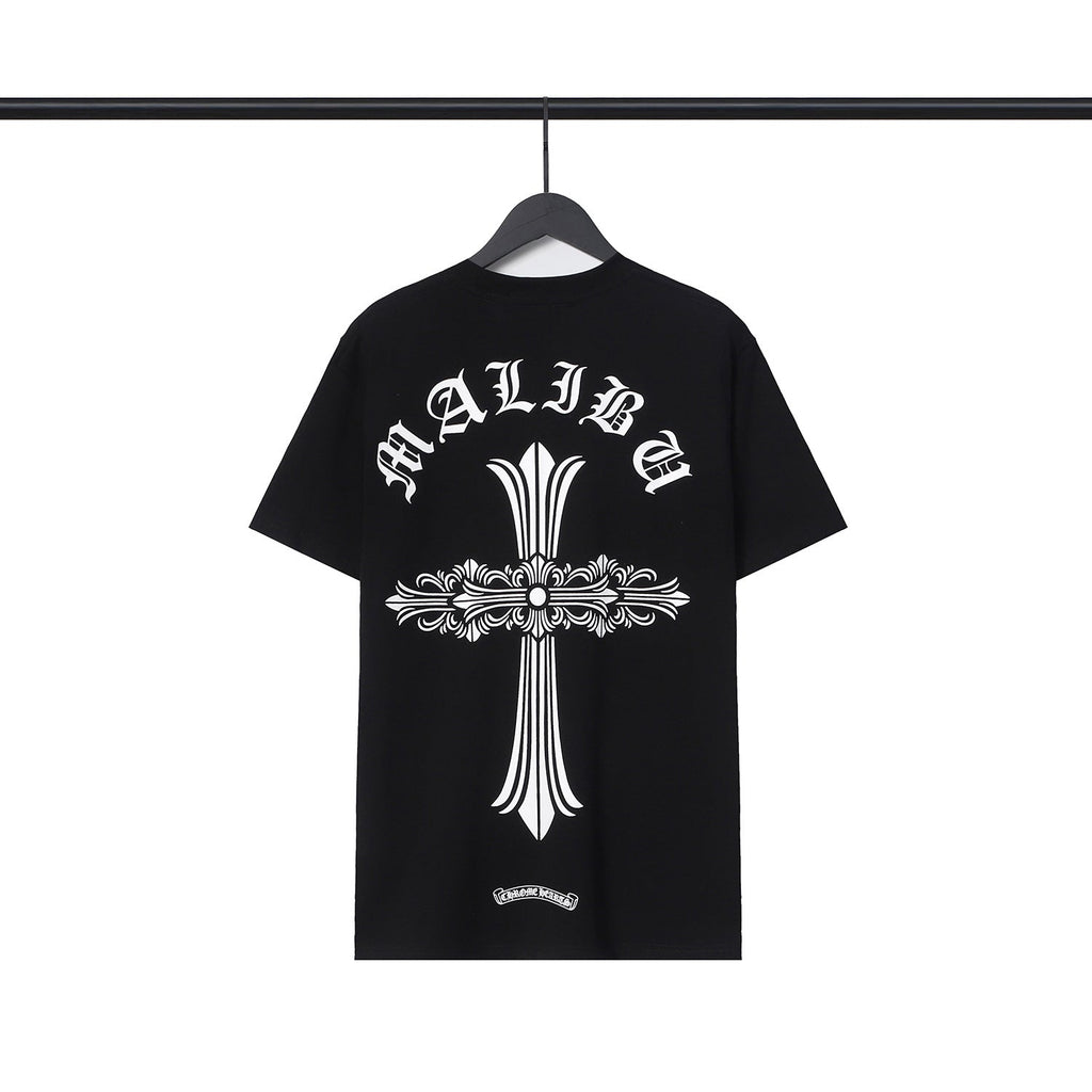Chrome Heart T Shirts Croix Cross Leather Printed Short Sleeve T-Shirt