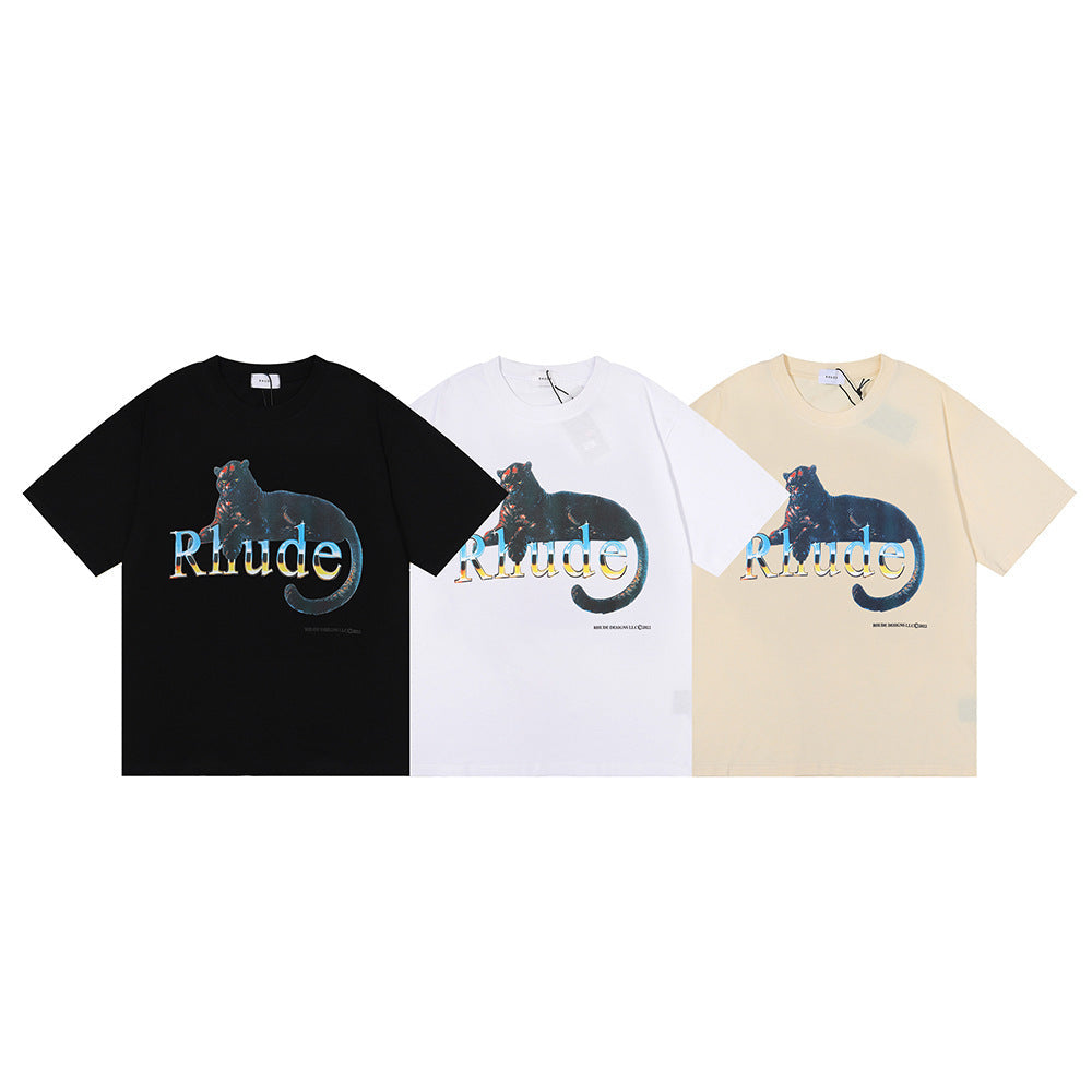 Rhude T-shirt Black Panther Letter Print Short Sleeve T-shirt