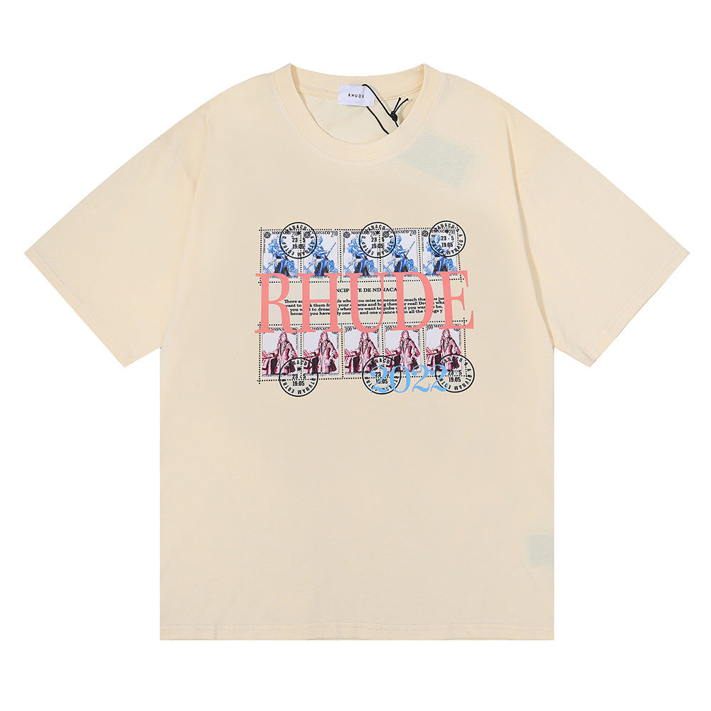 Rhude T-shirt Stamp Seal Coconut Tree Print Short Sleeve T-shirt