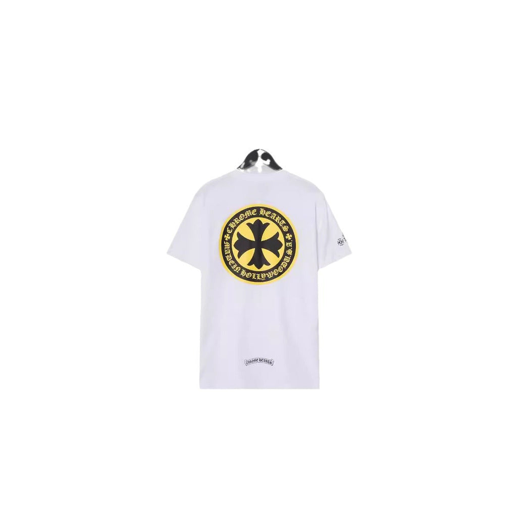 Chrome Heart T Shirts Sanskrit Large Logo Cross Print Short Sleeve T-Shirt
