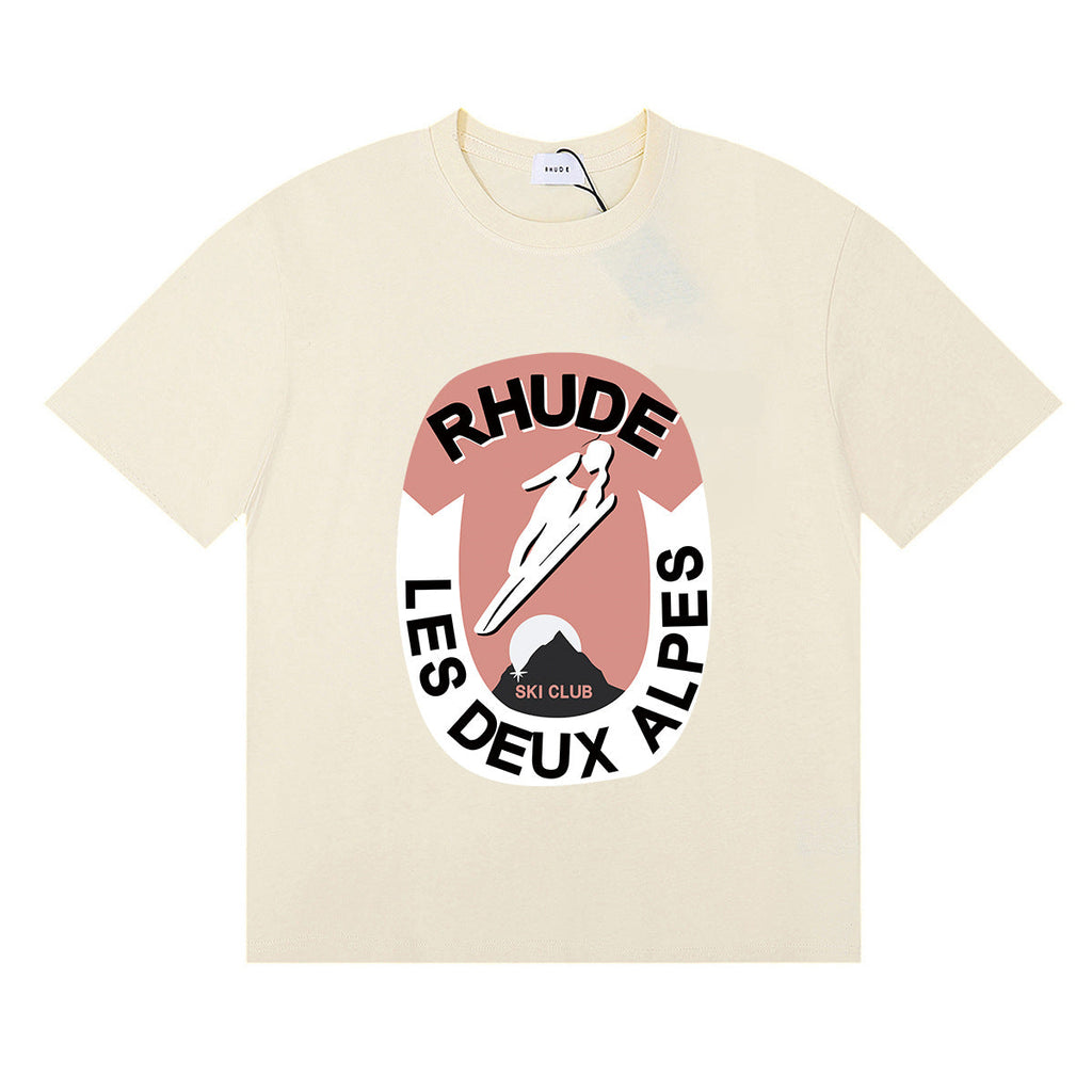 Rhude T-shirt Ski Theme Letter Print Short Sleeve T-shirt