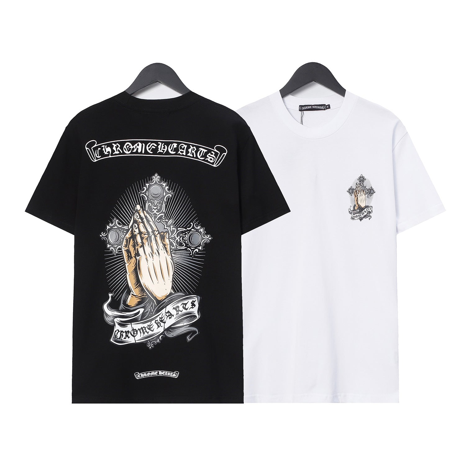 Chrome Heart T Shirts Croix Hands Ribbon Cross