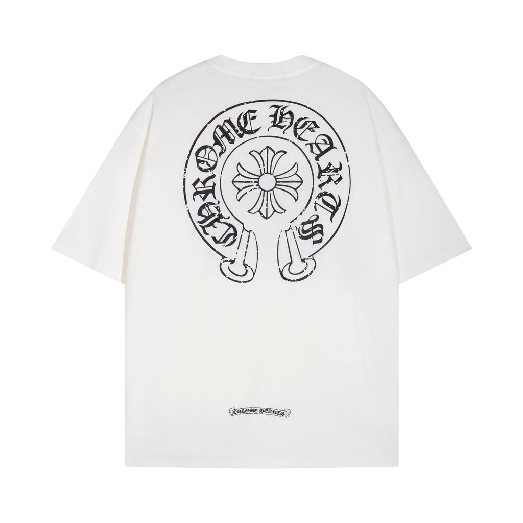 Chrome Heart T Shirts Horseshoe Cross Print Short Sleeve T-Shirt