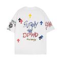 Chrome Heart T Shirts Cross Print Sanskrit Hand Painted Graffiti Short Sleeve T-Shirt