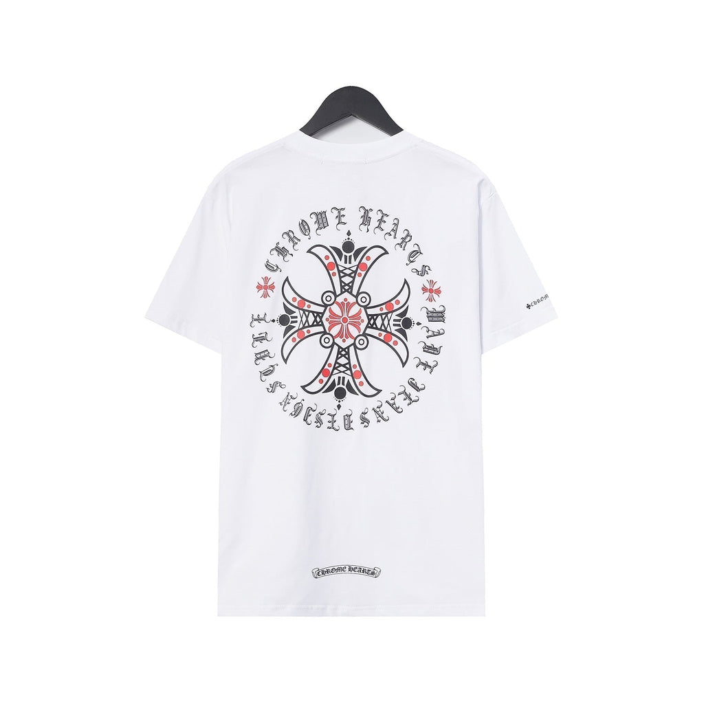 Chrome Heart T Shirts Croix Cross Leather Printed Short Sleeve T-Shirt