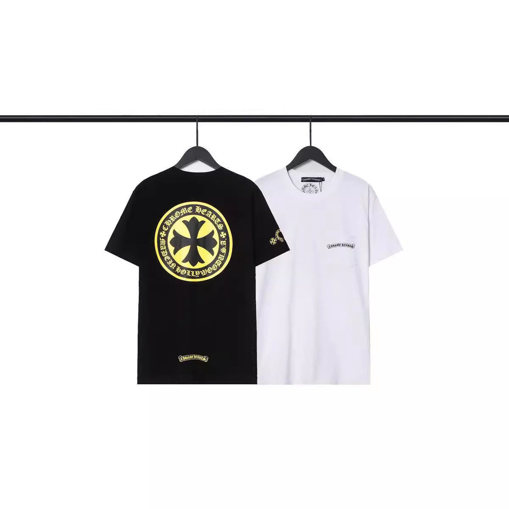 Chrome Heart T Shirts Sanskrit Large Logo Cross Print Short Sleeve T-Shirt