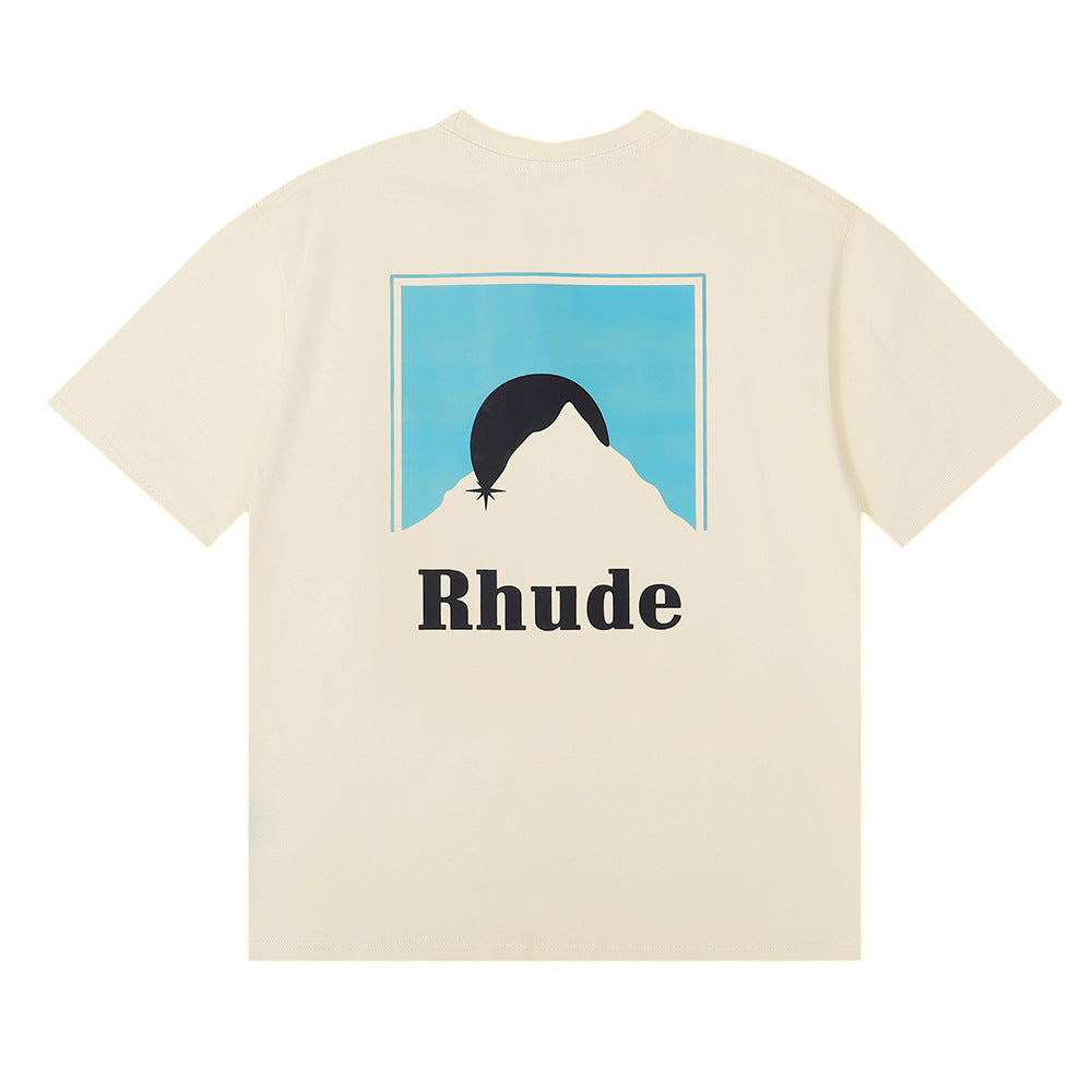 Rhude T-shirt Sunset Classic Alphabet Print Short Sleeve T-shirt