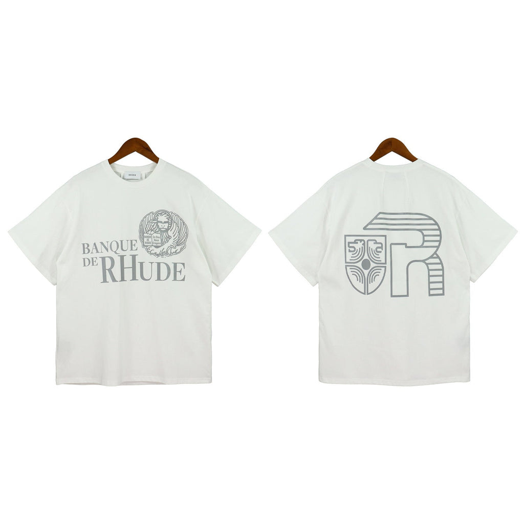 Rhude T-shirt Micro Label Letter Logo Line Pattern Short Sleeve T-shirt Loose