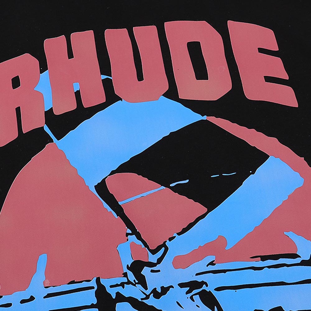 Rhude T-shirts Windsurfing Printed Cotton Casual Short Sleeves Men and Women