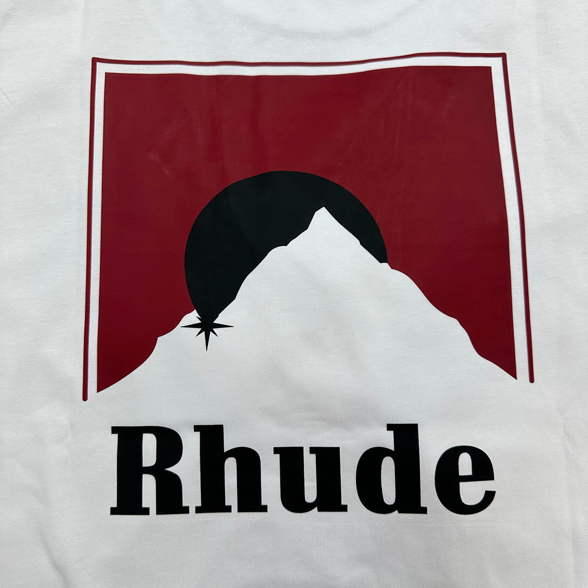 Rhude T-shirts Red Sunset Print Cotton Casual Short Sleeve Men and Women