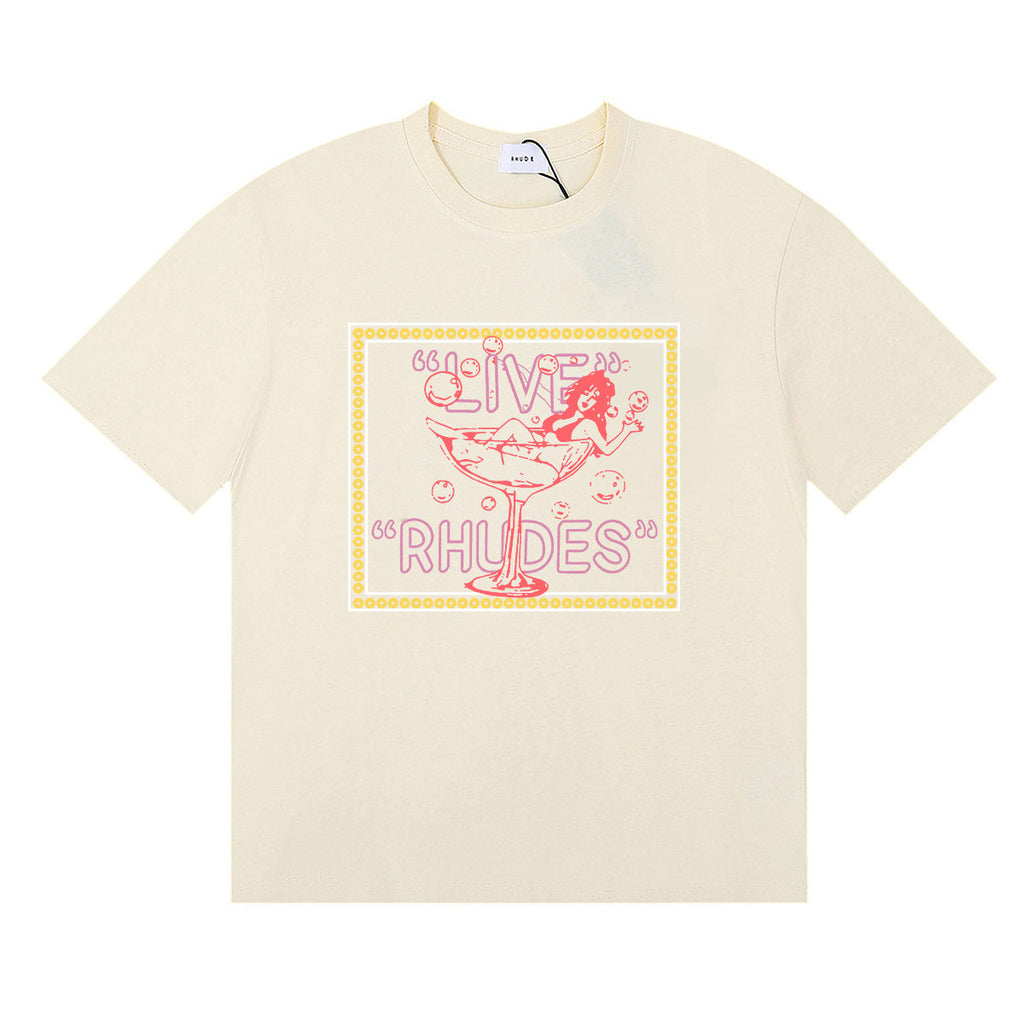 Rhude T-shirts goblet bikini beautiful women print cotton casual short sleeves men and women