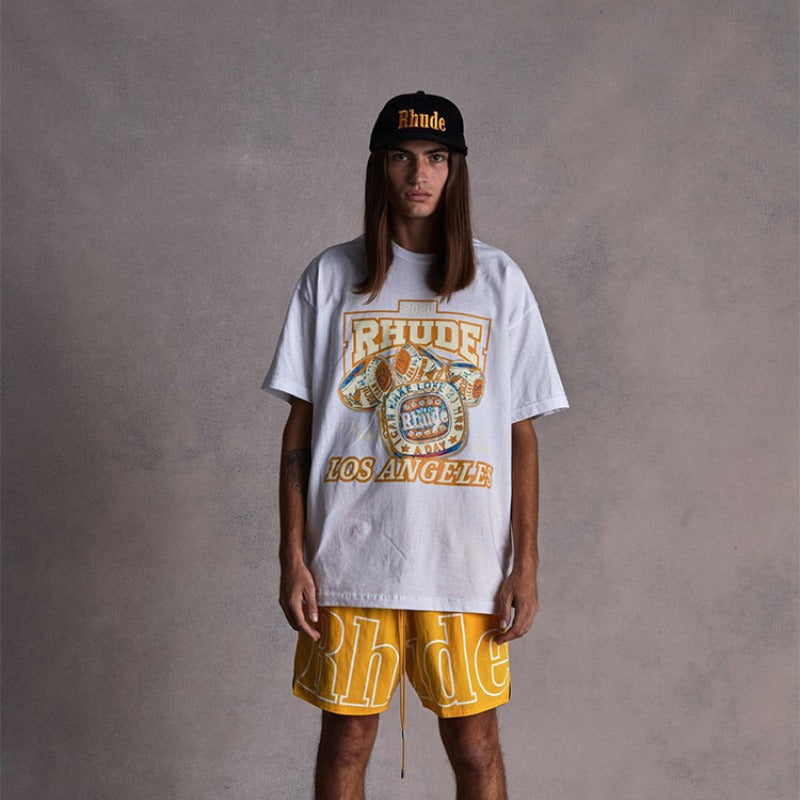 Rhude T-shirt Micro Label Champion Ring Printed Short Sleeve T-shirt