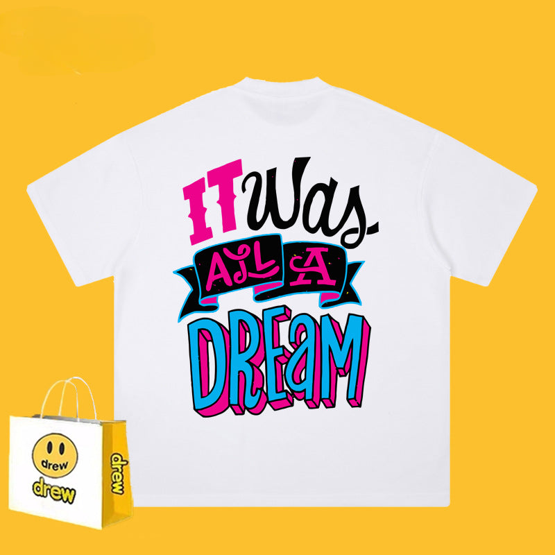 Drew T-shirts Smiley Face Printing Couple High Street