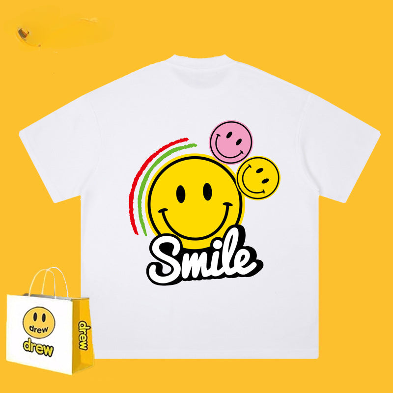 Drew T-shirts Short Sleeve T-shirt Smiley Face Letter Print